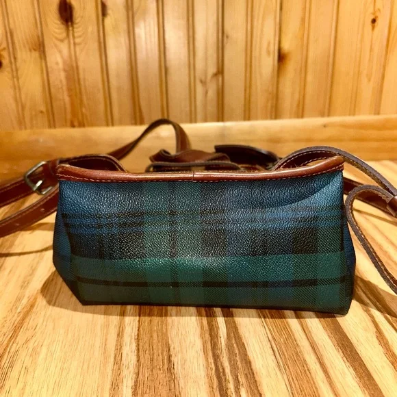 Vintage Polo Ralph Lauren BlueGreen Plaid Leather-Trimming
